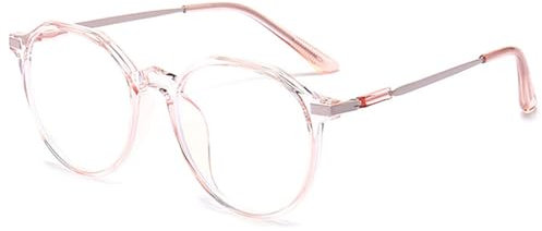 MAGIMODAC Mode Lesebrille Damen Herren Rund Oval Nerd Blaulichtfilter Computer Lesebrillen Metall Lesehilfe Sehhilfe Rosa 1.00