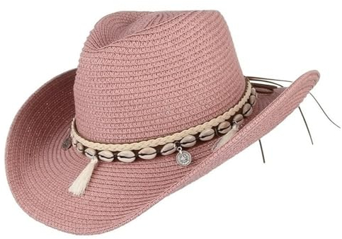 BESTORI Mujeres Sombreros de Paja, Sombreros de Playa de Verano, Plegable Suave Sombrero Ancho de ala Ancha Sombrero para El Sol Gorra de Paja Rosa