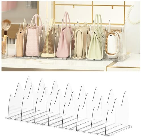 Axroad Mall 8 PCS Shelf Dividers Adjustable Bag Dividers, Detachable Closets Shelf Separator and Organizer, Transparent Shelf Dividers for Handbag Purse Bag Books (Transparent, 8 PCS)