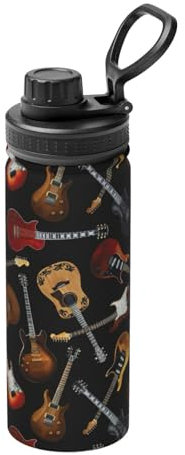 Guitars Print Vacuum Insulated Sports Water Bottle,18 Oz Stainless Steel Water Bottle for Gym Home Sports
