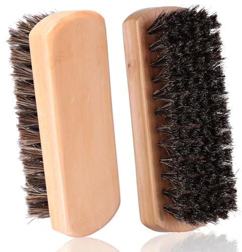 CVNRCLP Wooden Horsehair Polishing Brush - Premium Shoe Shine and Cleaning Brush for Leather Boots, Sneakers, Car Seats, Sofas, and Bags