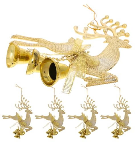 OATIPHO Goldener Christbaumschmuck Rentier Anhänger 14.5X13X1 cm Weihnachtsbaum Hängedekoration Mini Weihnachtsglocke Für Haus Garten Und Party Dekor Ohne Seil