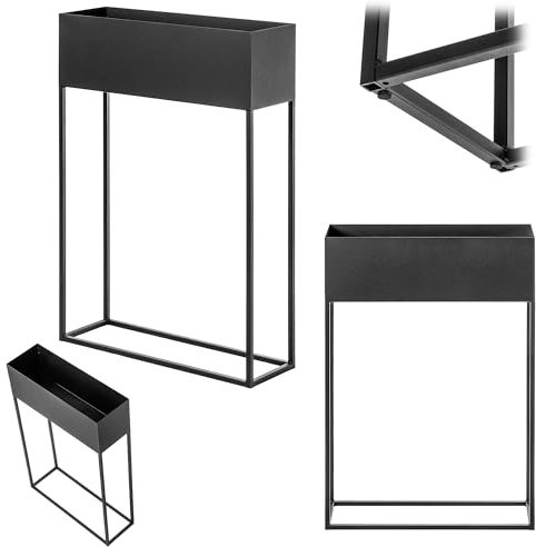 KADAX Fioriera larga in acciaio nero, supporto per fiori per interni ed esterni, aiuola, vaso per fiori, fioriera (altezza 90 cm)