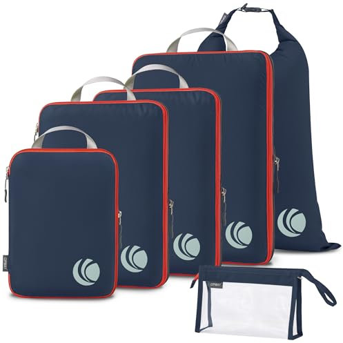 Cipway Organisateur Valise pour Voyage, Organiseur de Bagages Ultraléger Extensible Rangement Sac de Compression Voyage(Bleu,6Pièces)