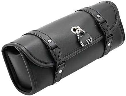 Generisch Motorrad-Lenkertasche | Roll-Satteltasche mit Schloss für Motorräder, PU Wasserabweisend, Vintage-Lenkertasche für Werkzeug
