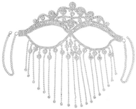 HUAJINGKEJI Modeschmuck, indische Strasssteine, Quasten, Gesichtsschleier, Damen, Abschlussball, Party, Fransen, Stirnband, Brautschleier, Gesichtszubehör, Schmuck, As shown, Legierung, Strass