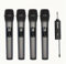 Set di 4 microfoni wireless portatili ricaricabili tramite USB con indicatore della batteria, per karaoke e prestazioni esterne