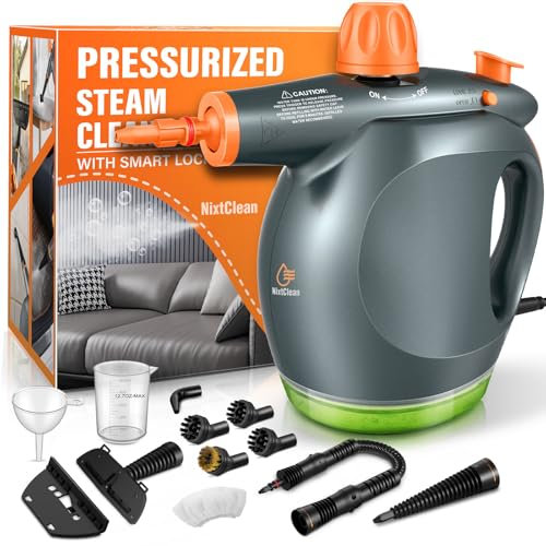 Potente pulitore a vapore manuale con contenitore per il detergente e blocco di sicurezza, vapore manuale multifunzione e pressurizzato per cucina, bagno, finestre e pavimenti, vapore per