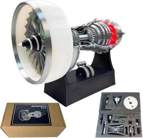 Turbofan Engine Model, Adjustable Speed TR900 Aircraft Engine Turbojet Engine Model with Light, Simulation Aero Engine Mechanical Science Education Toy Gift Decor for Adult, 28cm (Assembly 28CM-W)