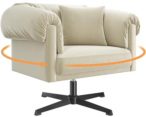 Abician Fauteuil Salon Moderne avec Accoudoirs Rembourrés et Coussin en Velours pour Chambre à Coucher, Coin Lecture Appartement, Charge 136kg Champagne