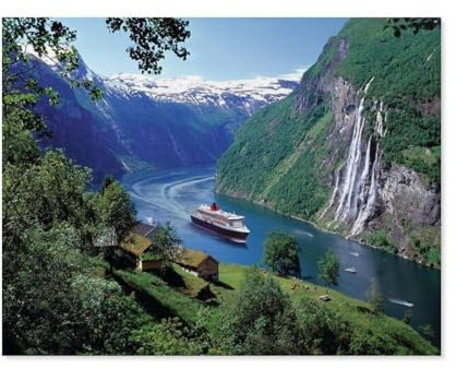 Puzzle 1000 Teile Erwachsene，Norwegischer Fjord，Holz Puzzle（75x50cm）-A32