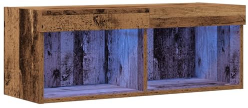 vidaXL Meuble TV avec lumières LED en Vieux Bois 80x30x30 cm
