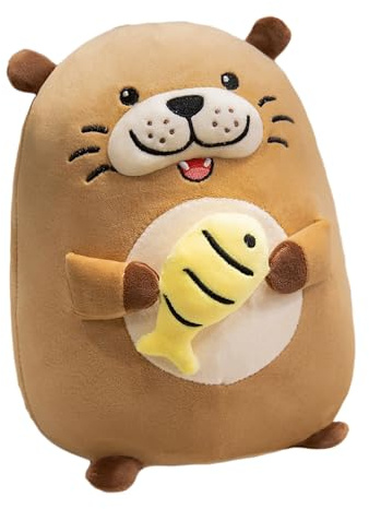 Cpoeof Plüschtier Otter als Kuschelkissen - 30cm Ultraweicher Otter Stofftier Kuscheltier für Kinder & Erwachsene, Niedliches Geschenk für Geburtstag & Weihnachten (Braun)