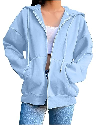 Générique Sweat à Capuche Femme Zippé Hoodie Kapuzenjacke Veste Sport Élégant Décontracté Poches Manches Longues Coton Automne Hiver Sweatshirt