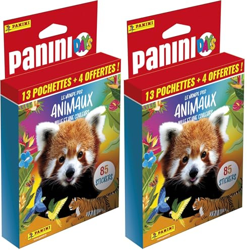 Panini Animaux 2025 Blister 13 Pochettes + 4 offertes (Lot de 2)