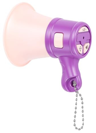 VELATEMOR Mini Megáfono con Grabación y Reproducción en Bucle, Altavoz Portátil de Mano para Eventos Al Aire, Escuela, Deportes, Venta - Incluye Batería y Cadena (Juguete)