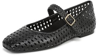 Vionic Damen Alameda Woven Mary Jane Flats, Schwarz Leder, Weite, EU 36.5