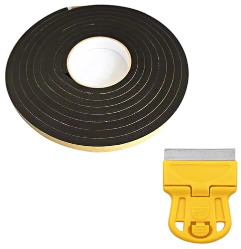 Dichtungsband Selbstklebend 5m x 10mm fuer Spuele Ceranfeld Kueche | Hitzebeständig zuverlaessig, inklusive Schaber Moosgummi, langlebig flexibel, dichter Abschluss, Montageband Einbauspuelen