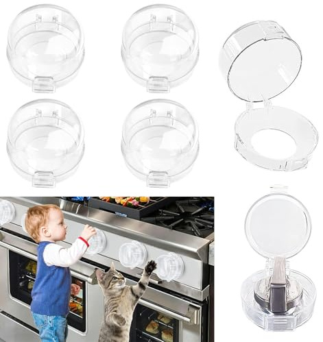 Quorumsg 6 Pièces Cache-Boutons de Cuisinière, 6.5 × 4cm Verrous de Sécurité Transparents, Bouton de Cuisinière Sécurité Enfants, Cache Bouton four Convient Cuisinières à Gaz et aux à Boutons