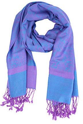PASKMLNA Pashmina-Schal, Paisleymuster, Jacquard, Stola, Türkis, Lavendel, Large