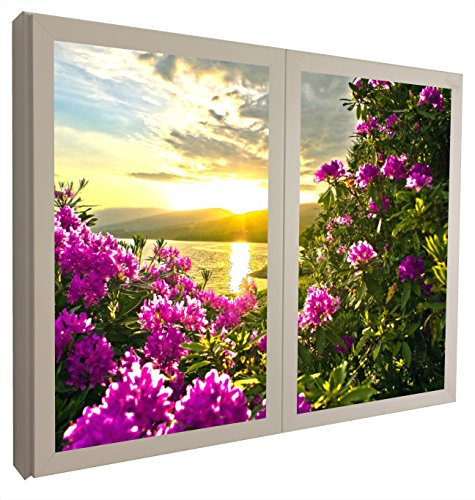 Ccretroiluminados Atardecer Ventanas Falsas Cuadros Decorativos Iluminada, Metacrilato, Blanco, 100 x 100 x 6,5