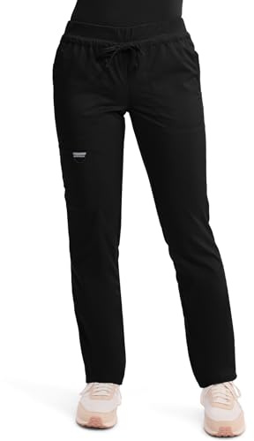 Cherokee WW Revolution Scrubs for Women Tapered Leg Drawstring Pant Black