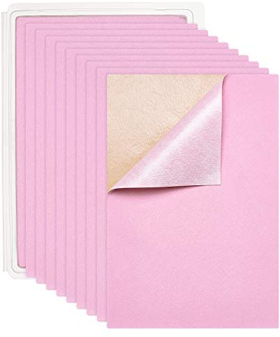 BENECREAT 20PCS Tela de Terciopelo Tela Pegajosa Hojas Posteriores Hojas Adhesivas Traseras, Hoja A4 (21cmx30cm), Duradera y Resistente al Agua Rosado