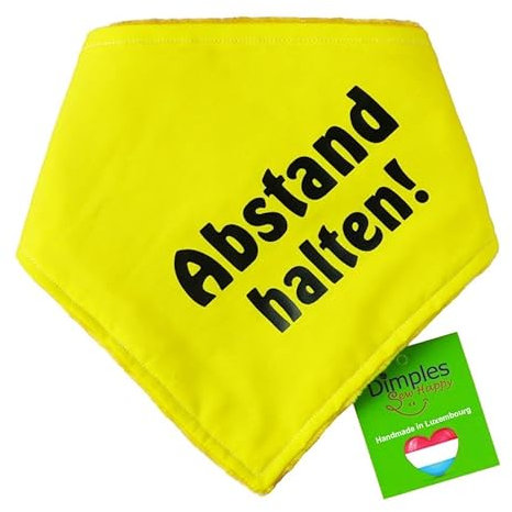Dimples Hundehalstuch Gelb - Abstand Halten - Bitte Hund Nicht anfassen -Warn Halstuch für kleine mittlere und Grosse Hunde, die nervös, ängstlich, läufig, bissig oder in Ausbildung sind 45cm