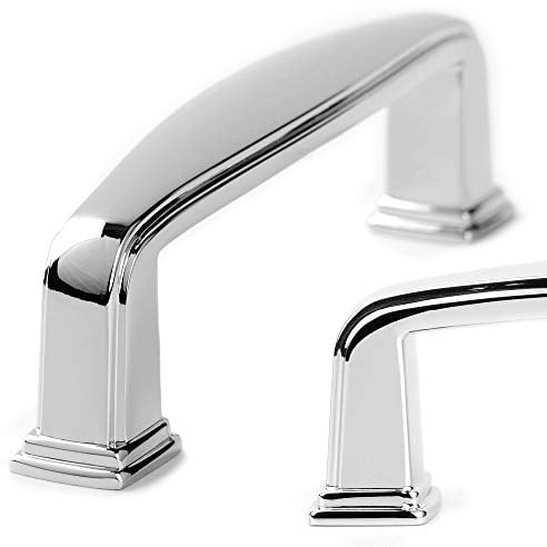 KOOFIZO Quadratischer Fuß-Schrankbogen – Chrom-Möbelgriff, 76 mm Schraubenabstand, 10 Stück für Küchenschranktür, Schlafzimmer, Kommode, Schublade, Badezimmermöbel Hardware