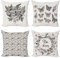 ABAKUHAUS Jahrgang Dekokissen Kissenbezug 4 er Pack, Be Happy Schmetterling Blumen, Modern Accent Doppelseitiger Digitaldruck, 40 x 40 cm, Eierschalenfarben Anthrazit