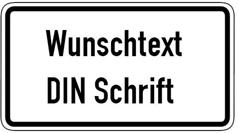 UvV Verkehrszeichen Zusatzschild 330 x 600 mm, Reflexfolie Klasse RA1, mit schwarzem Rand und Wunschtext