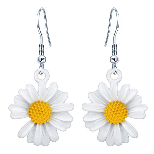 MicLee Damen Ohrringe Ohrhaken 925 Sterling Silber Sterling Süßes kleines Gänseblümchen Sommer Ohrhänge Ohrschmuck mit Geschenkbeutel,Super Weihnachten Geschenk