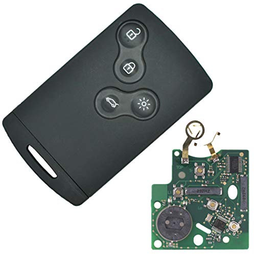 ProPlip smartcard complète avec électronique à Programmer Compatible pour Koleos Zoé Megane Latitude Laguna Fluence Scénic Grand Scénic Carte 4 Boutons 433Mhz PCF7952