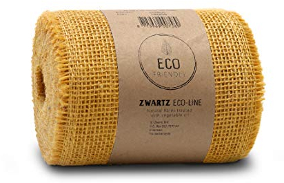 Dekomarket Juteband, Tischläufer, Soft Jute, Natur/Farbig 15 cm breit, 10 m Rolle | Tischband Deko Hochzeit rustikal Natur/Farbig (gelb)