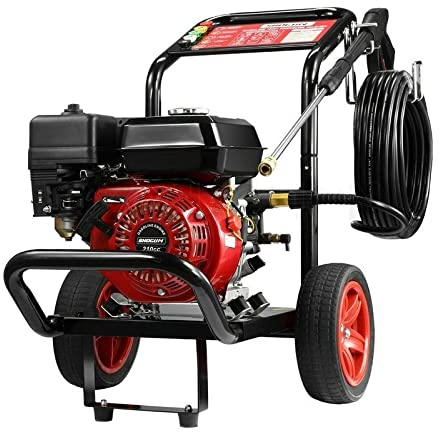 MTOOL Nettoyeur Haute Pression Thermique 240 Bars 3500 PSI, Moteur 6,5 CV avec Aspiration détergent , Tuyau Haute Pression de 8M Rouge et noir