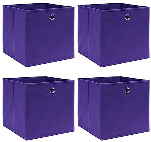 vidaXL 4X Aufbewahrungsbox Faltbox Spielzeugkiste Kiste Korb Einschubkorb Faltboxen Kinder Box Boxen Aufbewahrungsboxen Vliesstoff 28x28x28cm Lila