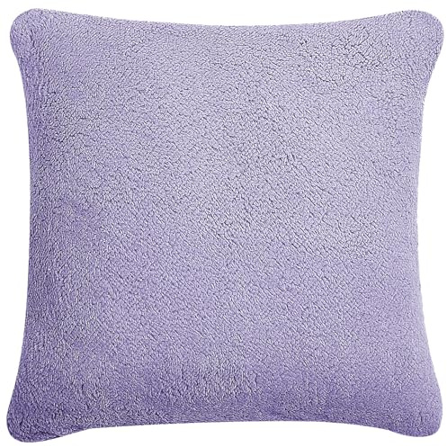Reafort Ultra Soft Sherpa Euro Sham Pillow Case 26x26 Replacement with Zipper Closure (Lilac, 26x26 Euro Sham)