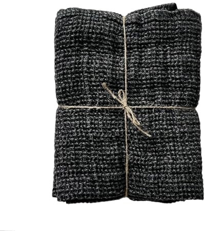 JOWOLLINA Handtuch Badetuch Saunatuch 100% Leinen Stonewashed Waffelpique Melange (Shade of Night, 70 x 140 cm)