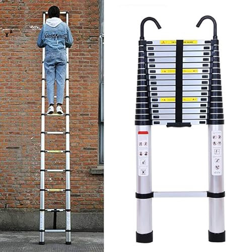 Scala telescopica in alluminio da 6,2 m con 2 ganci, scala retrattile, scala estensibile, scala multifunzione, portata 150 kg