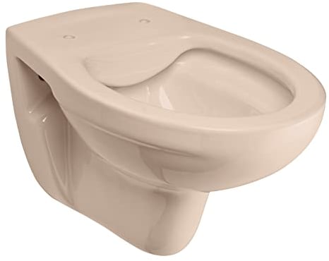 Calmwaters® Spülrandloses Hänge WC in Beige-Bahamabeige, Wand WC Abgang waagerecht, Tiefspül WC ohne Spülrand, Tiefspüler wandhängend, Wandtoilette aus Sanitärkeramik in Beige, 08AB6146