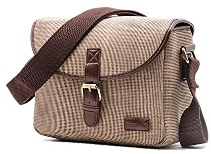 Retro Khaki Canvas Kameratasche Crossbody Tasche mit verstellbarem Gurt für Nikon D3500 D3400 D3300 D3200 D3100 D3000 Kamera, khaki, Kameratasche