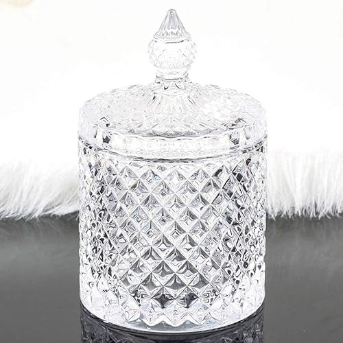 Maestro Craft Clear Crystal Glass Biscuit Barrel Container Decorative Candy Jar with Lid, Organiser Jar 300ml