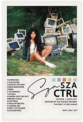 Sza Poster Sza CTRL Album Cover Poster (6) Leinwand Poster Schlafzimmer Dekor Sport Landschaft Büro Zimmer Dekor Geschenk Unframe Stil 08x12inch(20x30cm)