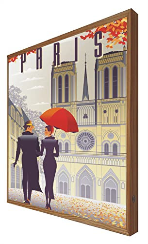 CCRETROILUMINADOS Bild mit Holzrahmen, Hintergrundbeleuchtung, Paris: Reiseserie