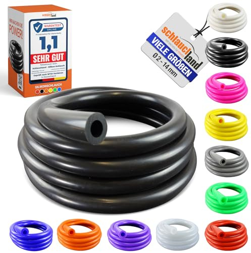 20m Unterdruckschlauch Silikon ID-Ø 4mm schwarz 200°C | GROSSE AUSWAHL | Silikonschlauch Universal Vakuum-Schlauch Luft Wasser Silikon Gummi Aquarium Lebensmittel-tauglich echt flexibel | PREMIUM