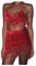 Damen Bauchtanz Kostüm Quaste Pailletten Rock Set, sexy Pailletten Tanz Set Neckholder Oberteil Hüfttuch Rock Kostüm Anzüge, Fransenrock Club Latin Indian Belly Dance Rave Hüftrock (Red, One Size)