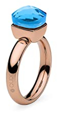 Qudo Firenze Edelstahl rosegold farbenem Ring mit Farbstein capri (blau) (54 (17))
