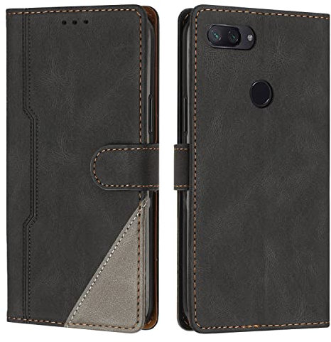 Radoo Cover per Xiaomi Mi 8 Lite, Custodia in PU Pelle Portafoglio Flip Chiusura Magnetica Antiurto Funzione Scomparti, con Slot Schede Supporto Pieghevole per Xiaomi Mi 8 Lite (Nero)