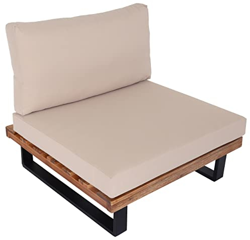 Mendler Lounge-Sessel HWC-H54 Akazie - Hellbraun, Polster beige