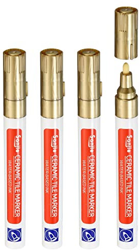 PATIKIL Grout Pen, 4 Pack Golden Tile Marker Waterproof Grout Sealer Pen Tile Repair Pens Paint Pens for Wall Floor Bathroom Kitchen Refresh